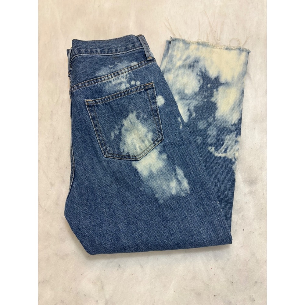 JUST BLACK DENIM Bleached Distressed Raw Hem Straight Leg‎ Jeans Size 26